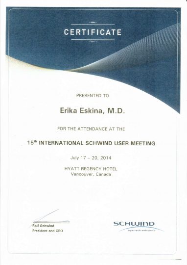 Сертификат Schwind User Meeting 2014